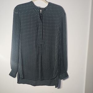Anne Klein Black and White Polka Dot Blouse